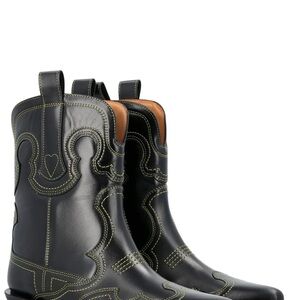 Ganni Pointed Toe Cowboy Boots